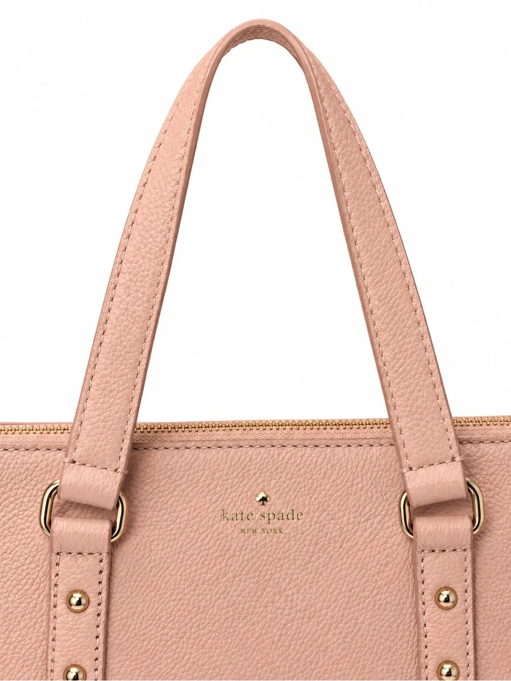 kate spade Pale Pink Leather Top-Zip Tote with Gold Hardware